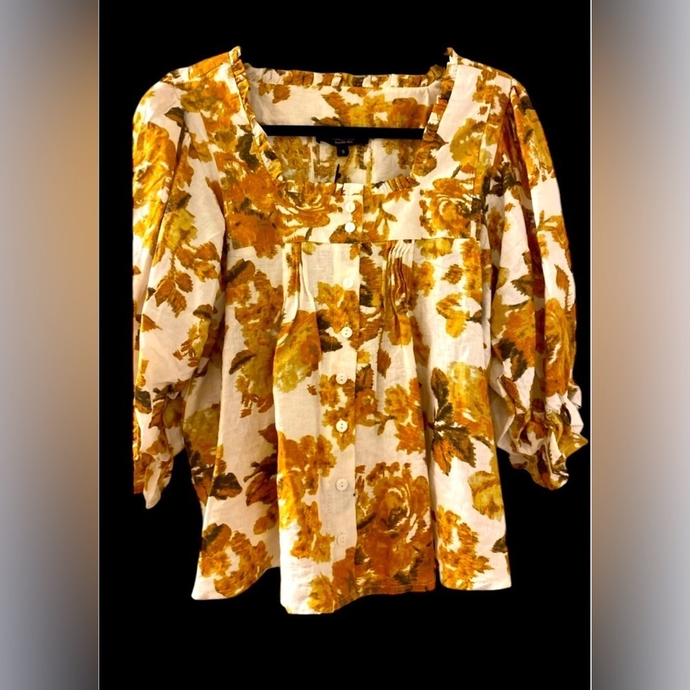 Rachel Ray Floral 🌻 Gold and White Women's Top
